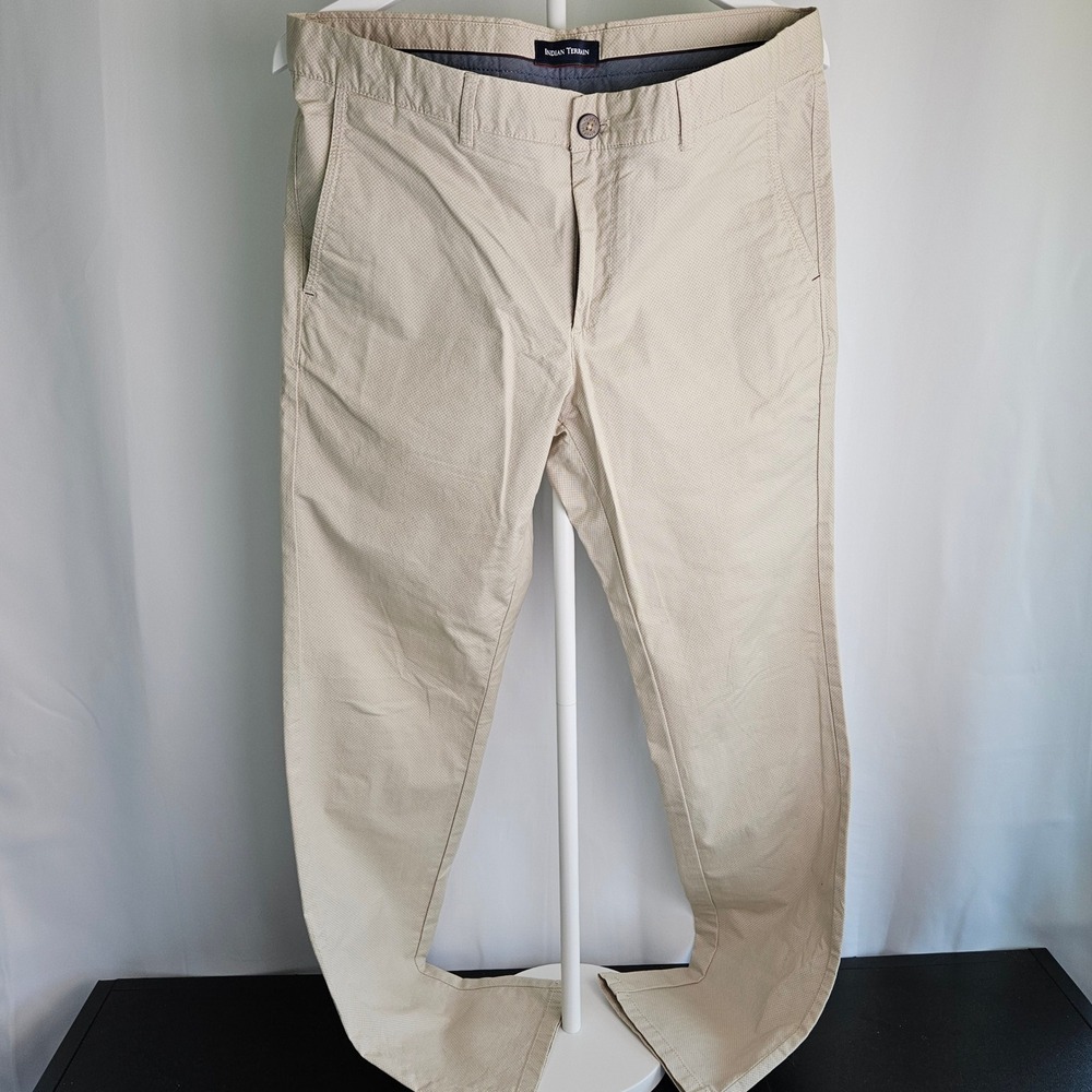 Indian‎ Terrain Brooklyn Slim Fit Chinos Mens 34 Tan Beige Textured Cotton Pants